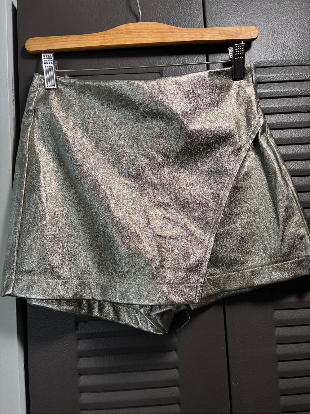 Francesca's Metallic Silver Mini Skirt